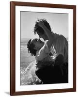 Actress Terry Moore Hugging Actor Robert Wagner on the Beach-George Silk-Framed Premium Photographic Print