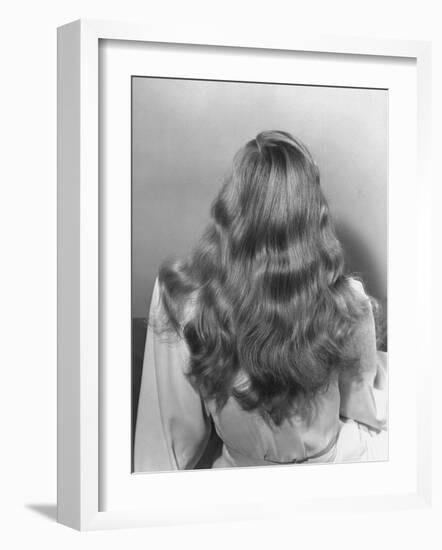 Actress Veronica Lake Posing with Her Glorious, Wavy Honey Blond Hair Cascading over Her Shoulders-Bob Landry-Framed Premium Photographic Print