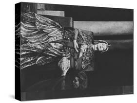Actress Vivien Leigh as Queen Cleopatra, on Her Throne in Stately Robes in "Caesar and Cleopatra"-Cornell Capa-Stretched Canvas
