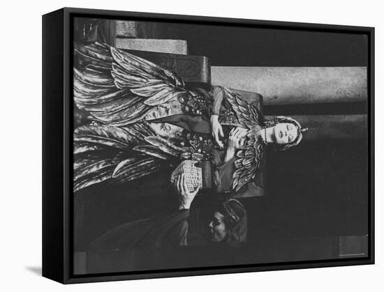 Actress Vivien Leigh as Queen Cleopatra, on Her Throne in Stately Robes in "Caesar and Cleopatra"-Cornell Capa-Framed Stretched Canvas