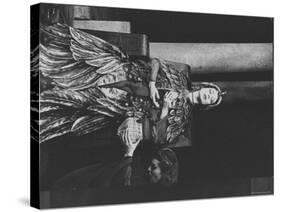 Actress Vivien Leigh as Queen Cleopatra, on Her Throne in Stately Robes in "Caesar and Cleopatra"-Cornell Capa-Stretched Canvas