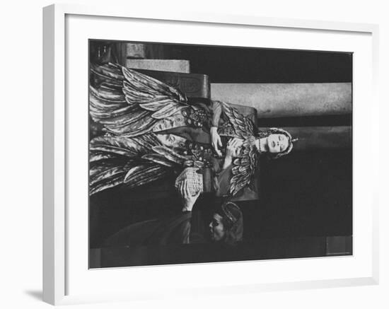 Actress Vivien Leigh as Queen Cleopatra, on Her Throne in Stately Robes in "Caesar and Cleopatra"-Cornell Capa-Framed Premium Photographic Print