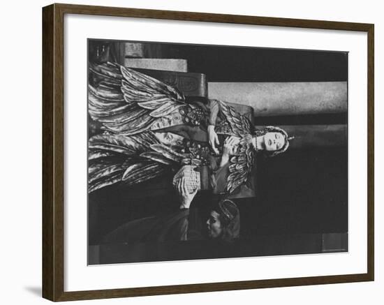 Actress Vivien Leigh as Queen Cleopatra, on Her Throne in Stately Robes in "Caesar and Cleopatra"-Cornell Capa-Framed Premium Photographic Print