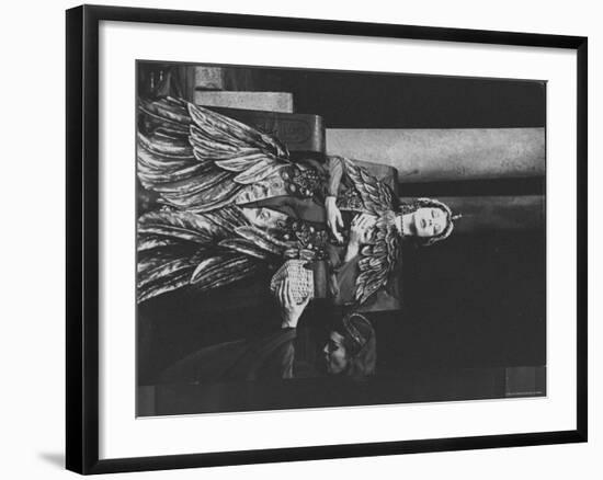 Actress Vivien Leigh as Queen Cleopatra, on Her Throne in Stately Robes in "Caesar and Cleopatra"-Cornell Capa-Framed Premium Photographic Print