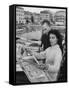 Actress Yvonne Mitchell and Husband Derek Monsey, Reading London Paper During Visit to Cannes-Loomis Dean-Framed Stretched Canvas