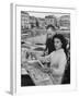 Actress Yvonne Mitchell and Husband Derek Monsey, Reading London Paper During Visit to Cannes-Loomis Dean-Framed Premium Photographic Print