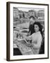 Actress Yvonne Mitchell and Husband Derek Monsey, Reading London Paper During Visit to Cannes-Loomis Dean-Framed Premium Photographic Print