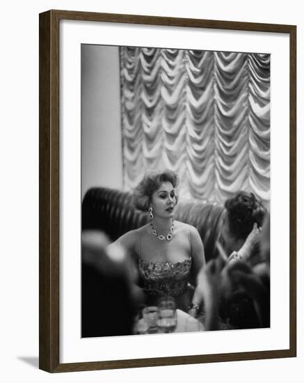 Actress Zsa Zsa Gabor at Prince Aly Khan's Party-Alfred Eisenstaedt-Framed Premium Photographic Print