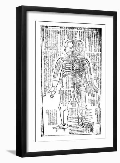 Acupuncture Chart for the Front of the Body, Japanese, 19th Century-null-Framed Giclee Print