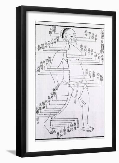 Acupuncture Points and Meridian for Stomach and Foot Disorders, 1875-null-Framed Art Print