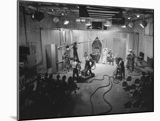 Acutual Program as Seen in Studio and over Television Set in Ge Studios, as it Is Being Monitored-Andreas Feininger-Mounted Photographic Print