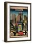 Ad for Insulite Insulation, City Scape-null-Framed Giclee Print