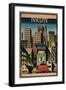 Ad for Insulite Insulation, City Scape-null-Framed Giclee Print