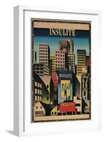 Ad for Insulite Insulation, City Scape-null-Framed Giclee Print