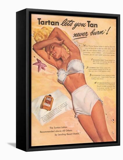 Ad for Sun Tan Lotion-null-Framed Stretched Canvas