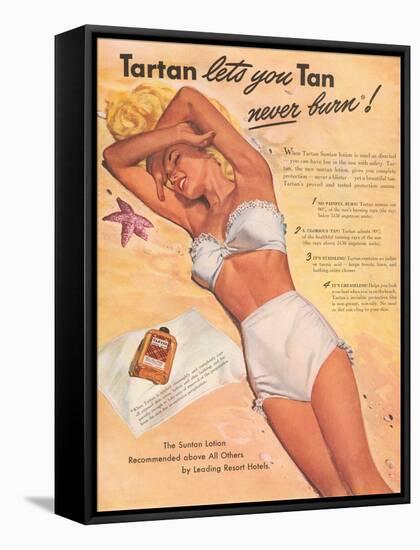 Ad for Sun Tan Lotion-null-Framed Stretched Canvas