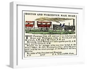 Ad for the Boston and Worcester Railroad, Early 1800s-null-Framed Giclee Print