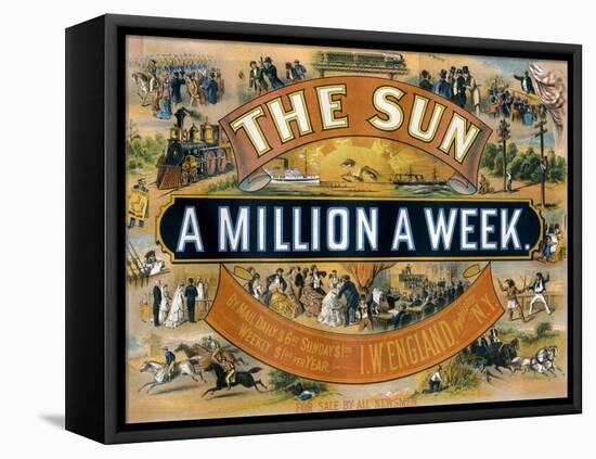 Ad for the New York Sun, a Weekly Newspaper, c.1880-null-Framed Stretched Canvas