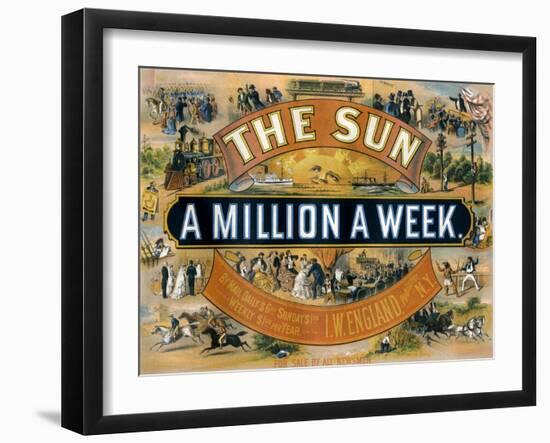 Ad for the New York Sun, a Weekly Newspaper, c.1880-null-Framed Giclee Print