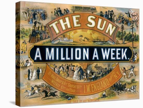 Ad for the New York Sun, a Weekly Newspaper, c.1880-null-Stretched Canvas