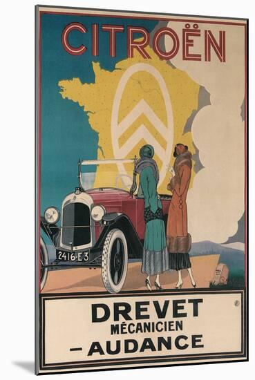 Ad for Twenties Citroen-null-Mounted Art Print