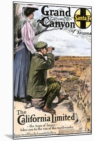 Ad for Visiting the Grand Canyon Aboard the "California Limited," Santa Fe RR, 1908-null-Mounted Giclee Print