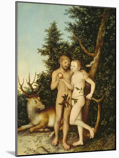 Adam and Eve, 1525-Lucas Cranach the Elder-Mounted Giclee Print