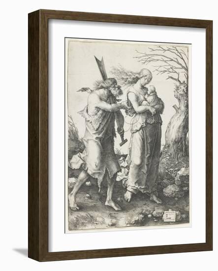 Adam and Eve after their Expulsion from Paradise, 1510-Lucas van Leyden-Framed Giclee Print