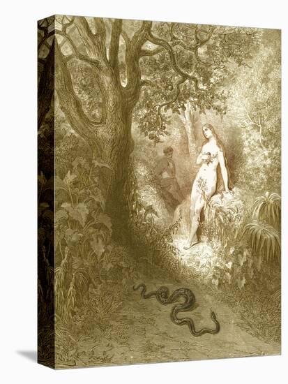 Adam and Eve and Snake by Dore-Science Source-Stretched Canvas