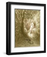 Adam and Eve and Snake by Dore-Science Source-Framed Giclee Print