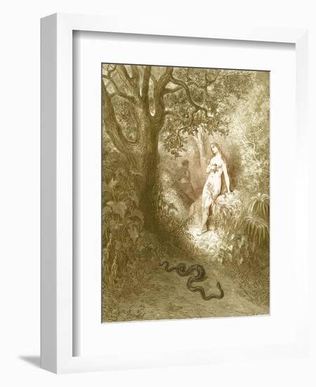 Adam and Eve and Snake by Dore-Science Source-Framed Giclee Print