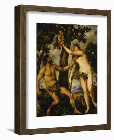 Adam and Eve, Around 1570-Titian (Tiziano Vecelli)-Framed Giclee Print