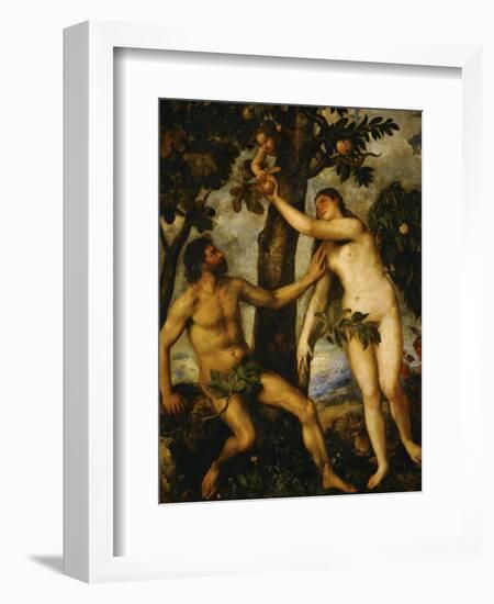 Adam and Eve, Around 1570-Titian (Tiziano Vecelli)-Framed Giclee Print