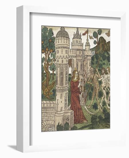 Adam and Eve Being Expelled from Paradise and Killed with a Scythe, from De Civitate Dei-null-Framed Giclee Print