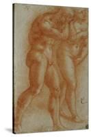 Adam and Eve Chased from Paradise, Copy after Masaccio, Red Chalk-Michelangelo Buonarroti-Stretched Canvas