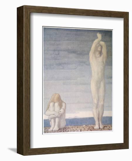 Adam and Eve Despair Learning That They are to be Expelled from Eden-F. Cayley-Framed Art Print