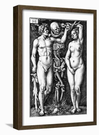 Adam and Eve, Engraved by Hans Sebald Beham, 1543-Barthel Beham-Framed Premium Giclee Print