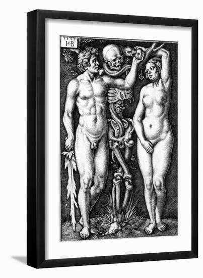 Adam and Eve, Engraved by Hans Sebald Beham, 1543-Barthel Beham-Framed Premium Giclee Print