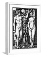 Adam and Eve, Engraved by Hans Sebald Beham, 1543-Barthel Beham-Framed Premium Giclee Print