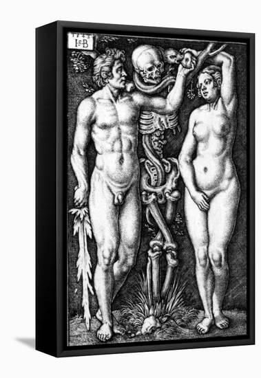 Adam and Eve, Engraved by Hans Sebald Beham, 1543-Barthel Beham-Framed Stretched Canvas