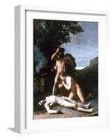 Adam and Eve Finding the Body of Abel, 1858-Jean Jacques Henner-Framed Giclee Print