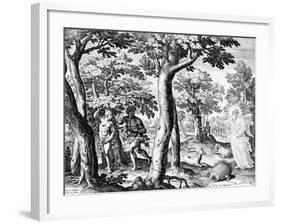 Adam and Eve Hiding from the Lord, Plate 3 of 'The Story of the First Men', Engraved by Jan…-Maarten de Vos-Framed Giclee Print