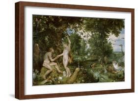 Adam and Eve in Paradise, circa 1610-15-Jan Brueghel the Elder-Framed Giclee Print