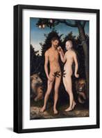 Adam and Eve in Paradise (The Fal), 1531-Lucas Cranach the Elder-Framed Giclee Print