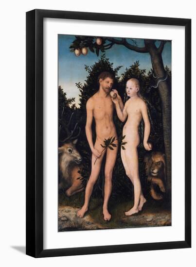 Adam and Eve in Paradise (The Fal), 1531-Lucas Cranach the Elder-Framed Giclee Print