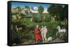 Adam and Eve in the Garden of Eden, 1530 (Oil on Panel)-Lucas Cranach the Elder-Framed Stretched Canvas