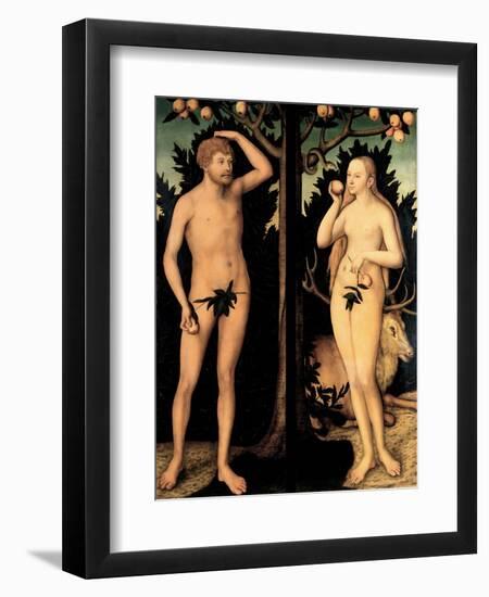 Adam and Eve in the Garden of Eden-Lucas Cranach the Younger-Framed Giclee Print