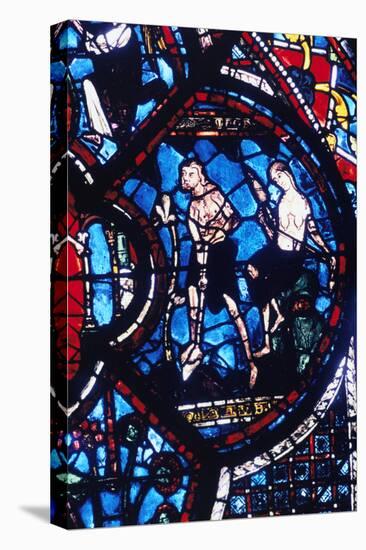 Adam and Eve, Stained Glass, Chartres Cathedral, France, 1205-1215-null-Stretched Canvas