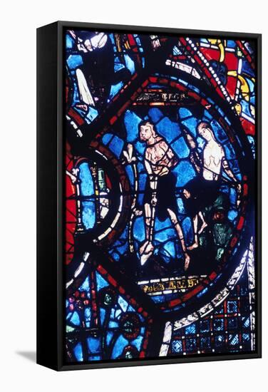 Adam and Eve, Stained Glass, Chartres Cathedral, France, 1205-1215-null-Framed Stretched Canvas