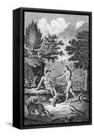Adam and Eve Take the Apple in the Garden of Eden-null-Framed Stretched Canvas